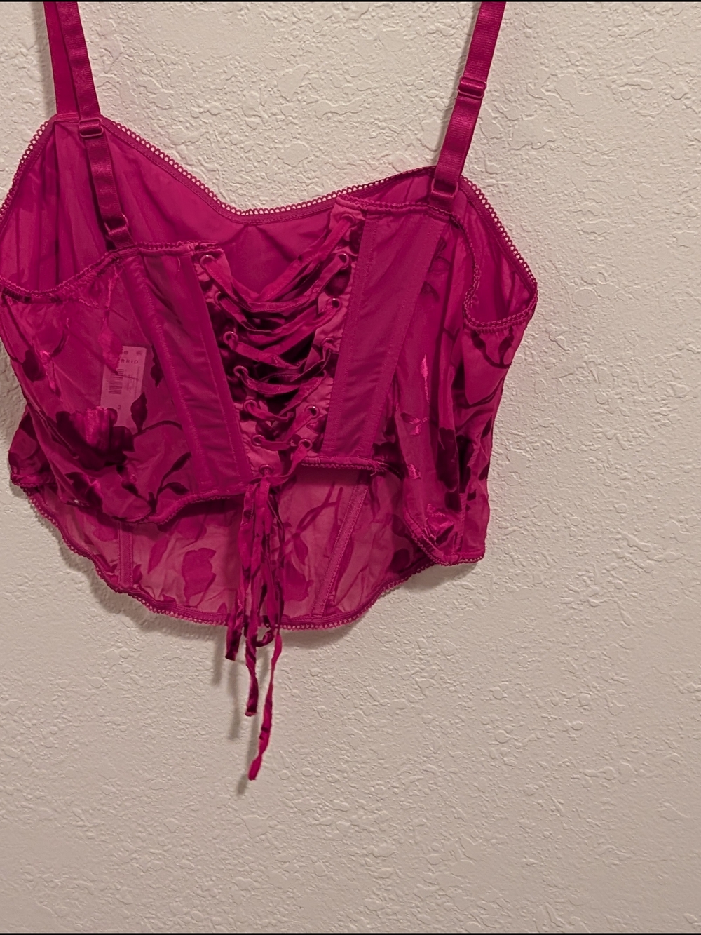 Torrid Fuchsia Pink Floral Burnout Velvet Bustier Tank - Picture 2 of 3